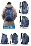 Rhinowalk 3 in 1 Bike Pannier - with rain cover, 65L total, 1.7kg, Blue