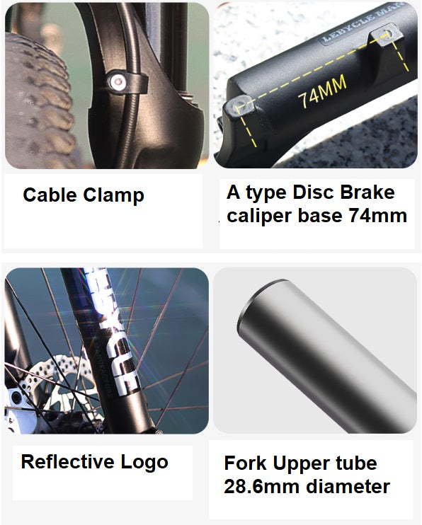 MTB Bike Fork 29" 28.6mm, Spring Suspension, 10cm travel, Aluminum