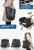 Rhinowalk 3 in 1 Bike Pannier - with rain cover, 65L total, 1.7kg, Black