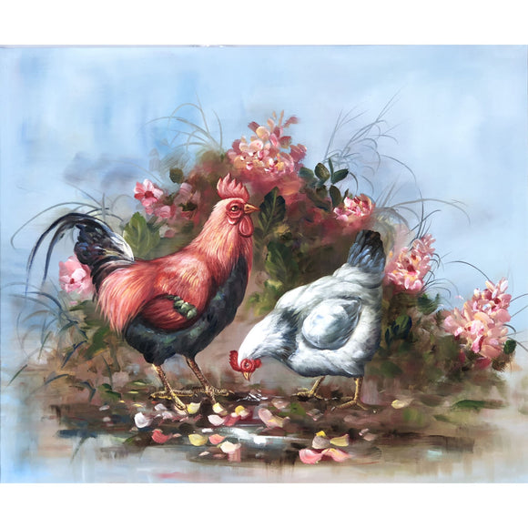 HAND OIL PAINTING, Poultry, 60cm x 50cm x 3cm
