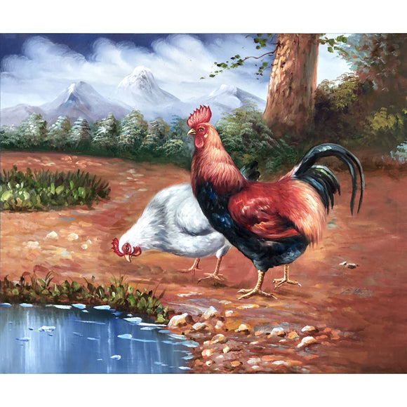 HAND OIL PAINTING, Poultry, 60cm x 50cm x 3cm