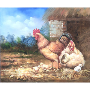 HAND OIL PAINTING, Poultry, 60cm x 50cm x 3cm