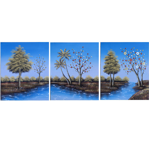 HAND OIL PAINTING ABSTRACT - 50X60cm X 3 (3 pcs)
