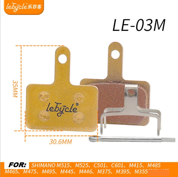 Bicycle Disc Brake Pads - Lebycle LE-03M, sintered metal, 30.6mm x 35mm x 4mm