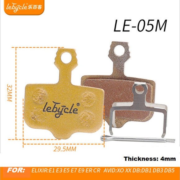 Bicycle Disc Brake Pads - Lebycle LE-05M, sintered metal, 29.5mm x 32mm x 4mm