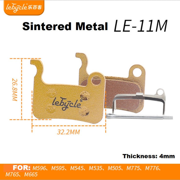 Bicycle Disc Brake Pads - Lebycle LE-11M, sintered metal,  32.2mm x 26.8mm x 4mm