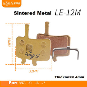 Bicycle Disc Brake Pads - Lebycle LE-12M, sintered metal,  32mm x 35mm x 4mm