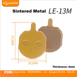 Bicycle Disc Brake Pads - Lebycle LE-13M, sintered metal,  20.5mm x 27.2mm x 4mm