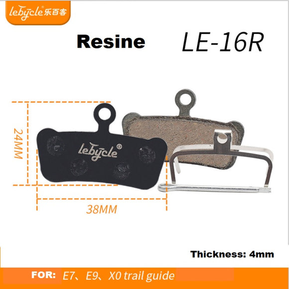 Bicycle Disc Brake Pads - Lebycle LE-16R, Resine,  38mm x 24mm x 4mm