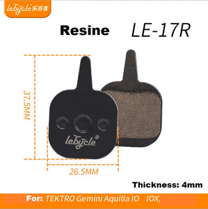 Bicycle Disc Brake Pads - Lebycle LE-17R, Resin, 26.5mm x 37.5mm x 4mm
