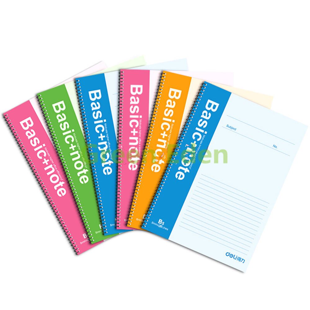 Deli notebook E7695 B5 8mm x 26 lines 100 pages, spiral binding, 6pcs ...