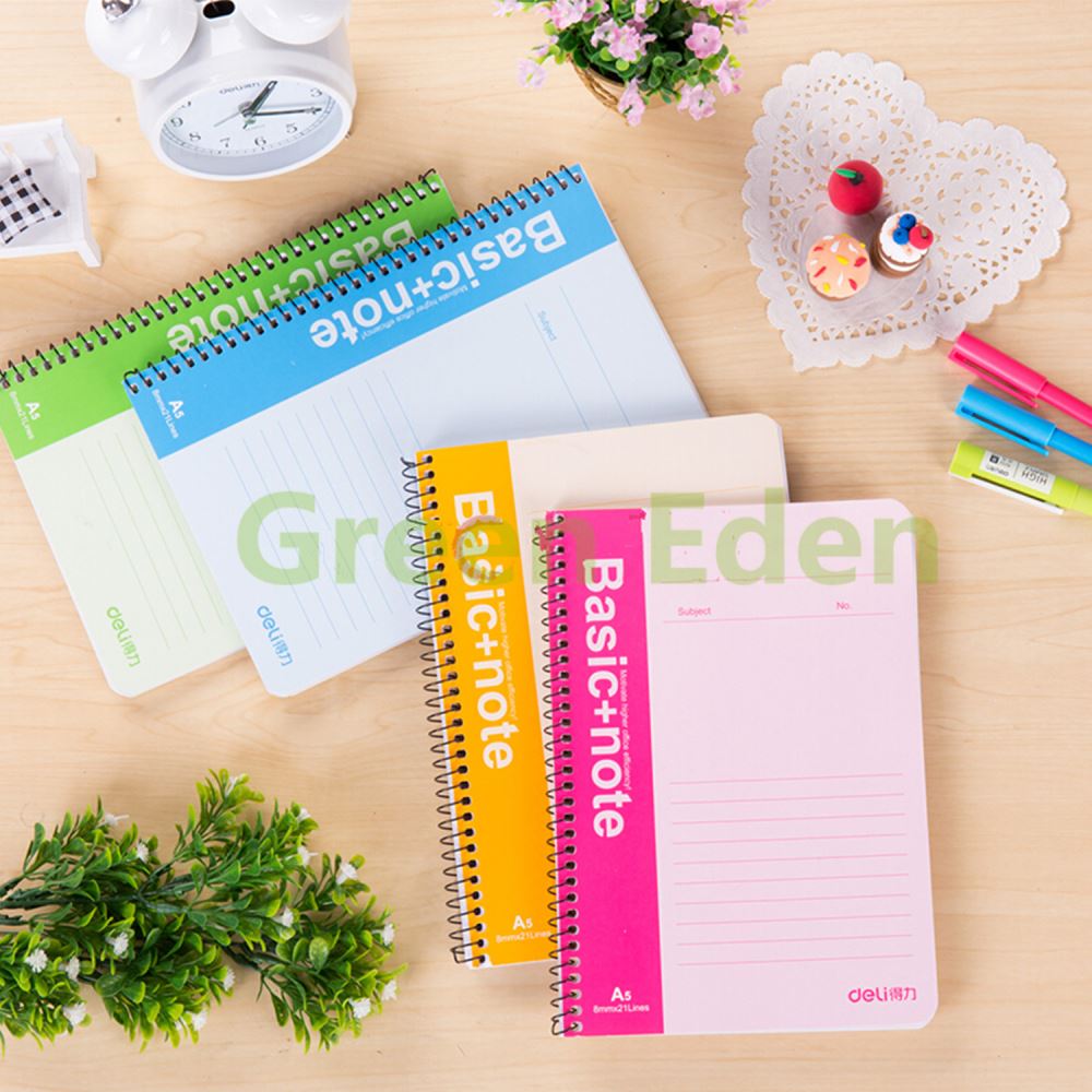 Deli notebook E7685 A5 8mm x 21 lines 90 pages, spiral binding – Green ...