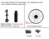 E-Bike DIY Kit New Design - 29"/700c , 36V 350W rear motor, 15Ah LG Battery, APP