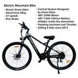 Electric Mountain Bike - 27.5", 27 Spds, Aluminum, 48V Motor, 7.8Ah, Black/White