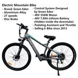 Electric Mountain Bike - 27.5", 27 Speeds, Aluminum, 48V Motor, 7.8Ah, Grey/Blue