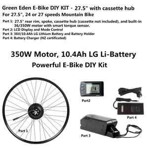 E-Bike DIY Kit - convert 27.5" bike to E-Bike, 350W, 15.6Ah,Throttle