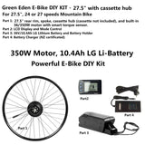 E-Bike DIY Kit - convert 27.5" bike to E-Bike, 350W, 15.6Ah,Throttle