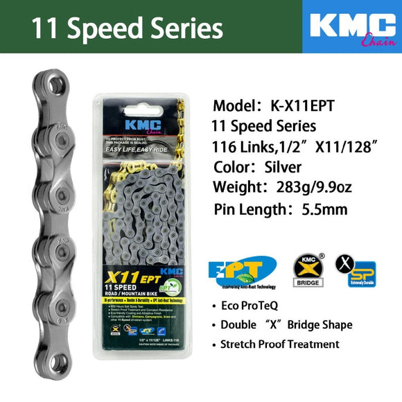 Bike Chain KMC X11EPT 11 SPEED CHAIN - EcoProTeq Anti-Rust Technology