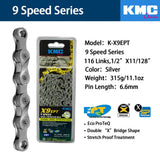 Bike Chain KMC X9EPT 9 SPEED CHAIN - EcoProTeq Anti-Rust Technology