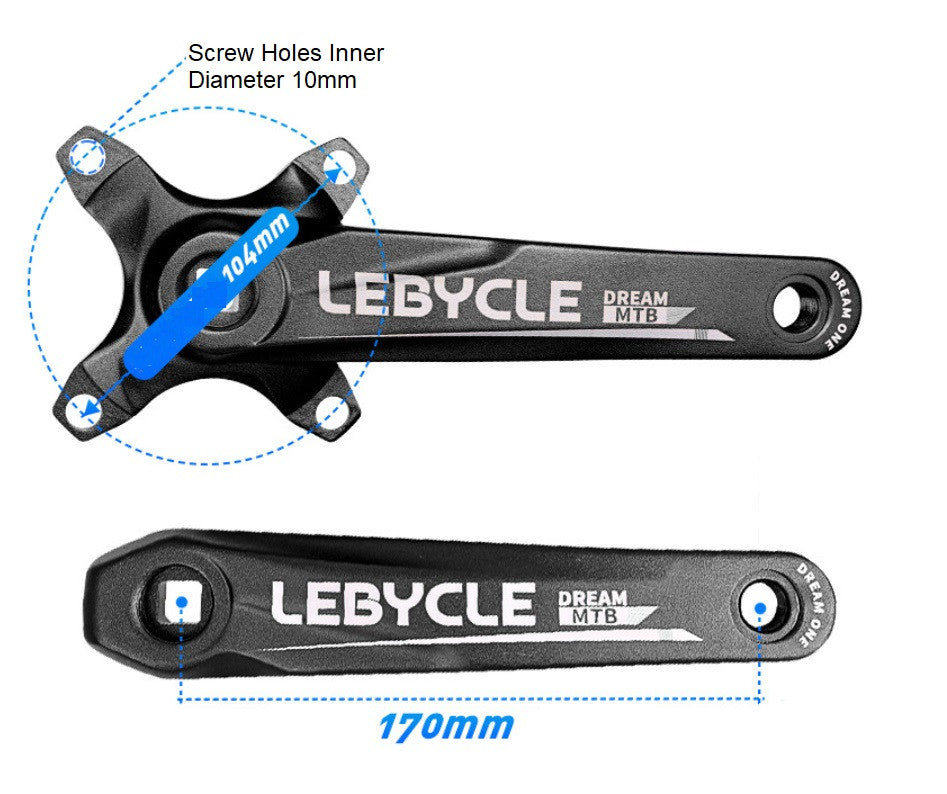 Lebycle Risers Bike Crankset - LeBycle, 38T, 170mm, for Square Tape BB, Aluminum Allo ...