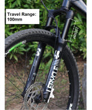 MTB Bike Fork - 29" 28.6mm, Spring Suspension, 10cm travel, Aluminum, Black