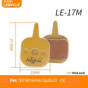 Bicycle Disc Brake Pads - Lebycle LE-17M, sintered metal,  26.5mm x 37.5mm x 4mm