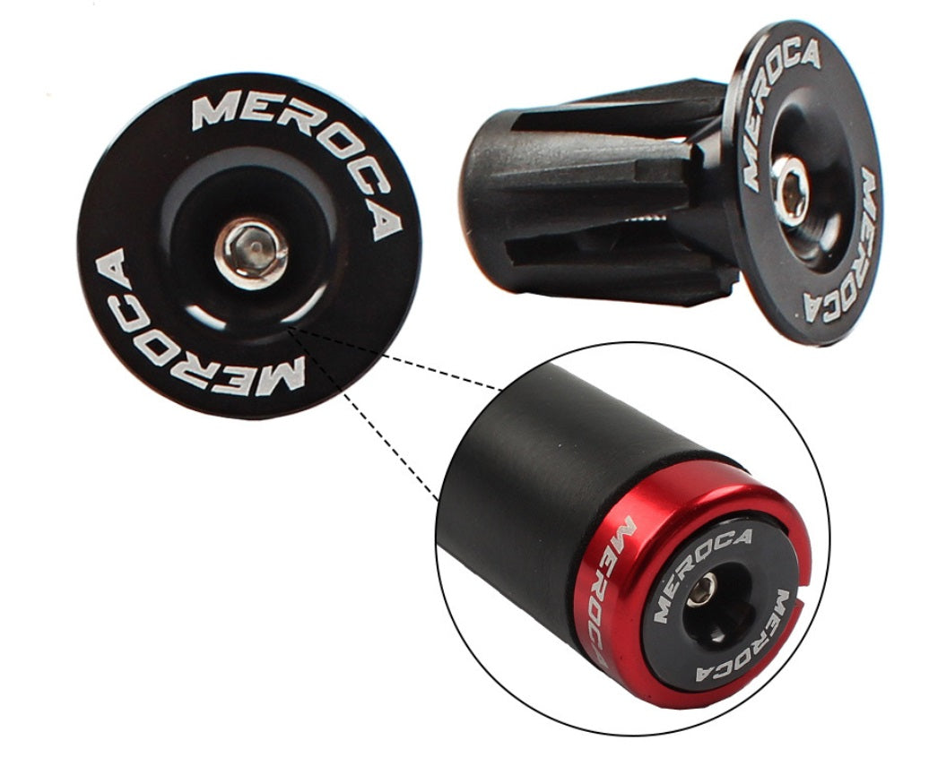 Bike Handlebar Expansion End Plugs End Caps MEROCA, aluminum, black