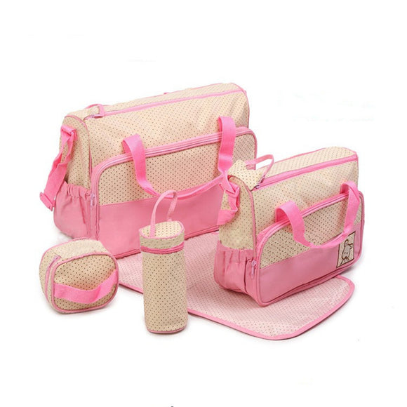 Nappy/Diaper Bags 5pcs including two bags, Pink