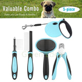 Pet Grooming Tools Kit, Professional Dog Grooming Kit (5pcs), Light Blue