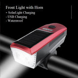 Bicycle Front Light with Horn - Solar and USB charging, 2000mAh, 360Lm, 120db