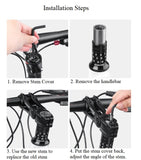 Bicycle Handlebar Stem - Adjustable +/- 85 degree, 31.8x145mm, Black
