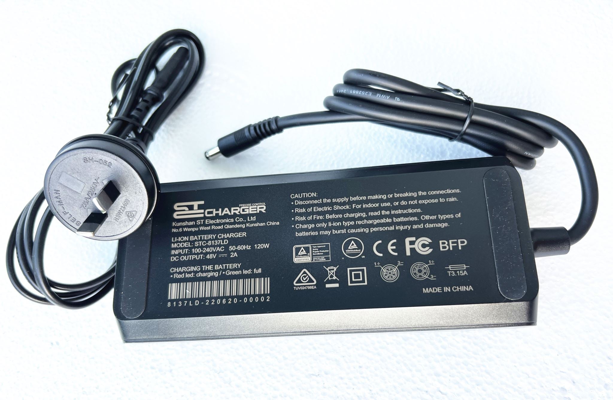 E bike Charger NZ Standard RCM mark 48V2A 2.1mm plug for 48V E