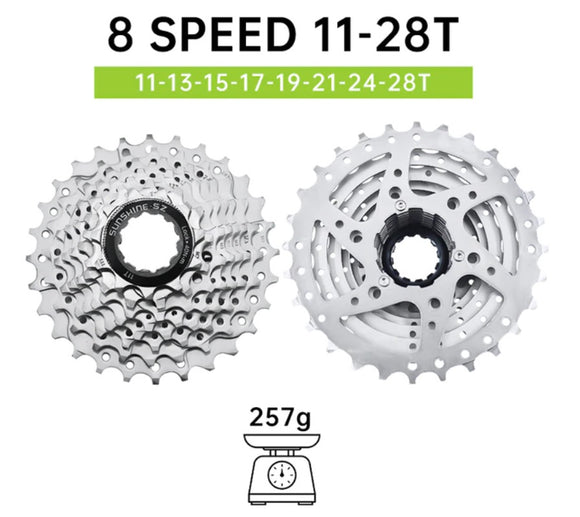 Cycle Cassette - Sunshine, Road 8 Speed, 11-28T, 1 year warranty