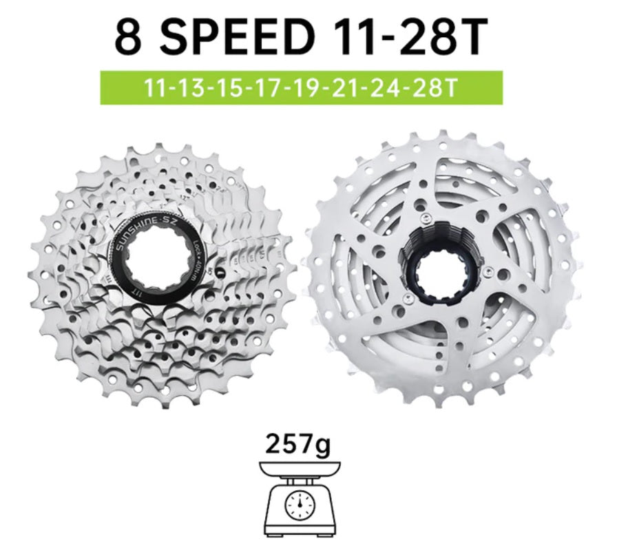 8 Speed Rd Cycle Cassette - Sunshine, Road 8 Speed, 11-28T, 1 year warranty ...