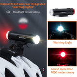 Bicycle Helmet Light - 2 in 1 Headlight and tail light, Rechargeable, Waterproof