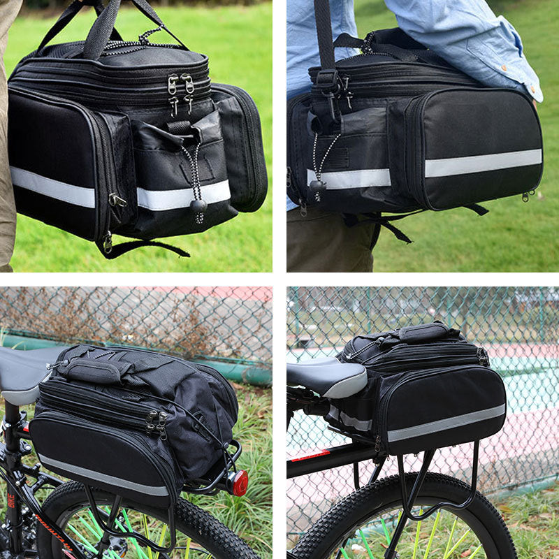 Bike Rear Rack Bag Pannier Shoulder Bag about 27L, Black Green Eden